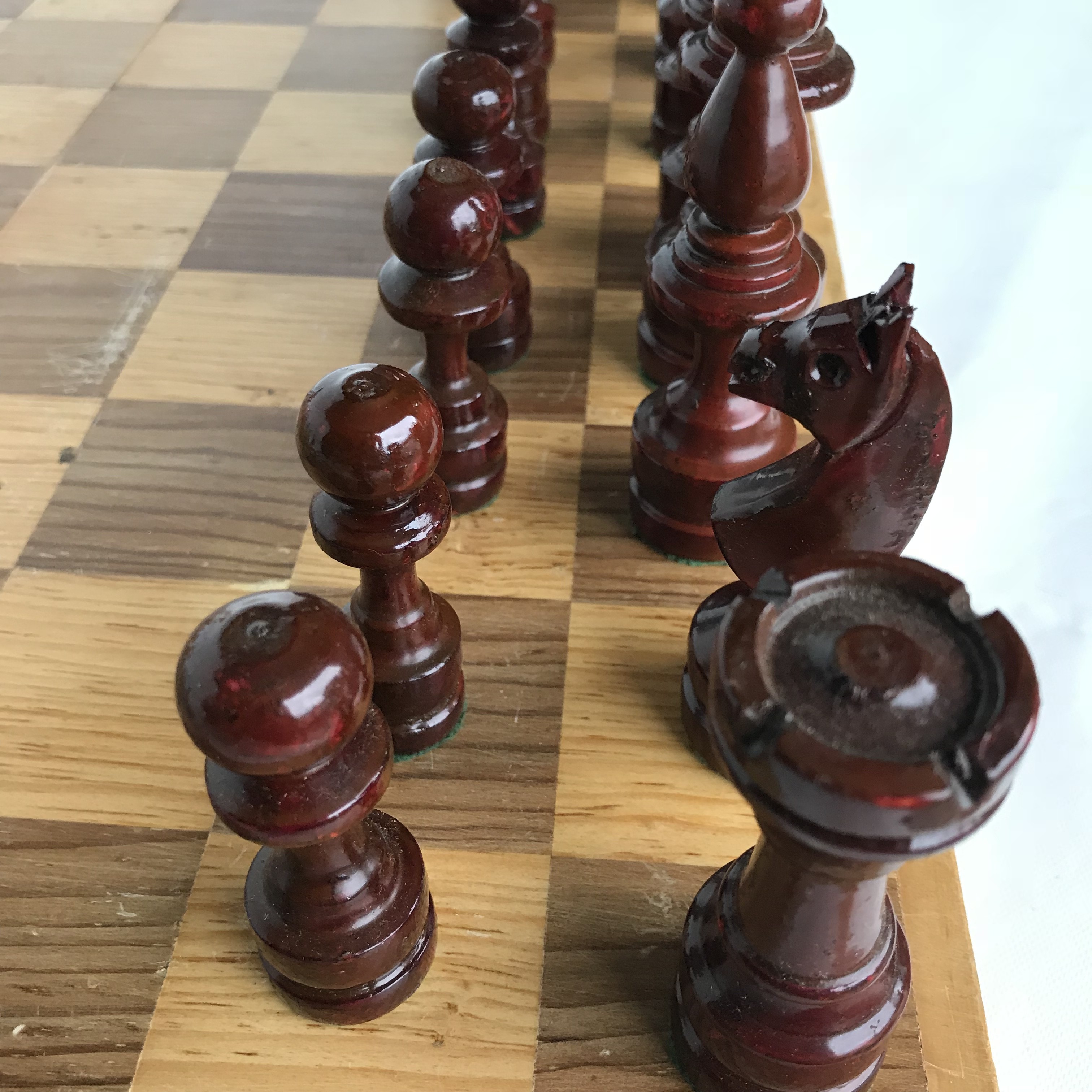 Hand Carvedmade Wooden Chess Set Each Piece Has Been Hand Carved